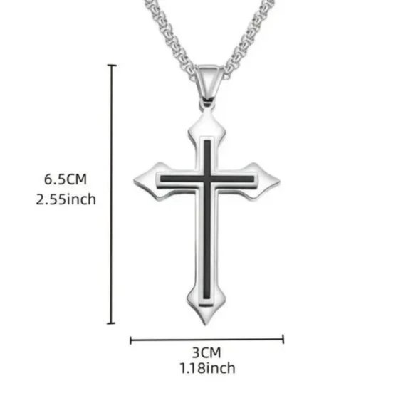 New Men’s Stainless Steel Cross Necklace - Picture 4 of 5